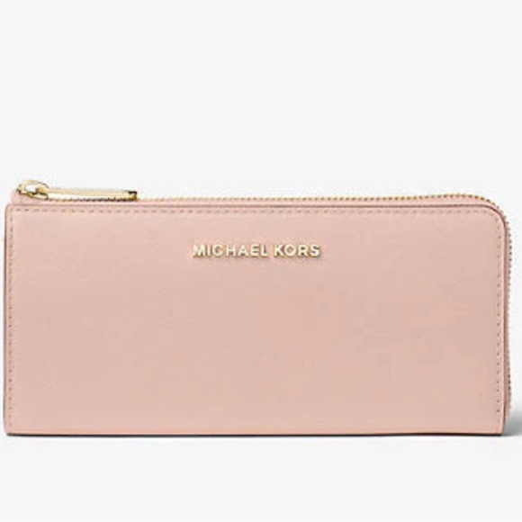 MICHAEL KORS Jet Set Travel Leather Quarter-Zip Wallet Soft Pink AUTHENTIC NWT - Picture 11 of 11
